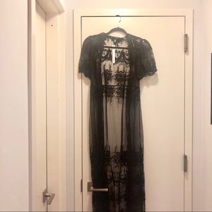 AQUA Black Lace CoverUp Bloomingdales - LARGE